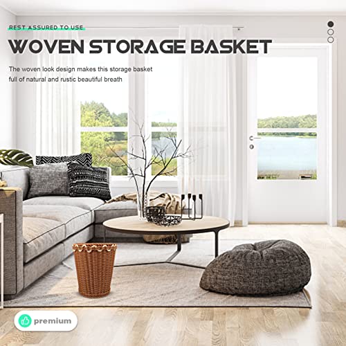 Image of Alipis Waste Basket Woven Trash Can Natural Seagrass Garbage Bin Container Round Wicker Laundry Hamper Rubbish Pail Without lid for Bathroom Offices