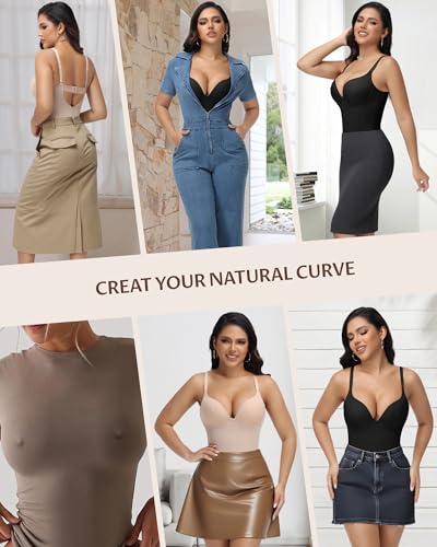 Image of SHAPESHE Womens Shapewear Bodysuit Built In Bra Body Shaper Tummy Control Low Back