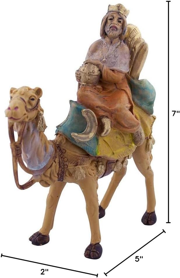 Miniatura 8 de VILLAGE GIFT IMPORTERS Colección de Natividad de Navidad de 5" Three Wise Men Bundle Three Kings with Camels Pintado a mano y fabricado en Italia