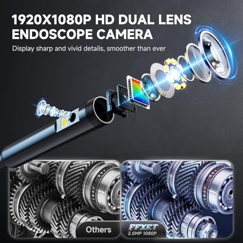 Dual Lens Endoscope Camera con Luz, Cámara de Inspección HD 1080P de 4.3" miniatura 4