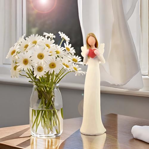 Figura de Ángel Guardian con Corazón en Resina 7.48 in miniatura 3