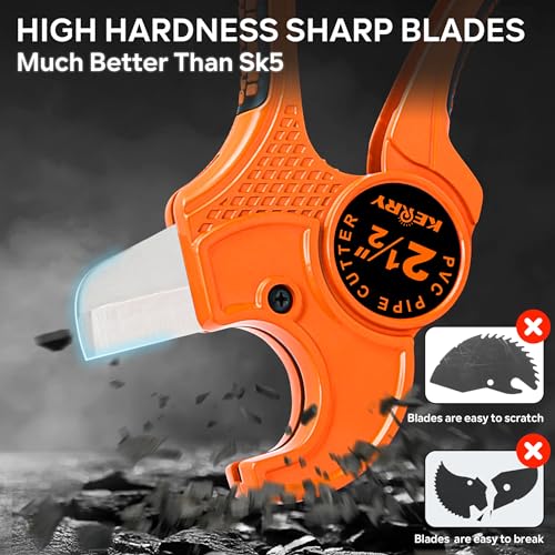 Kerry PVC Pipe Cutter, Up to 2-1/2" Ratcheting Heavy-Duty PEX POLY PE Plastic Hoses and Plumbing Tube Cutting Tool, Stainless Steel Blades, Thicken Aluminum Body Efficient Extended Handle - Image 3