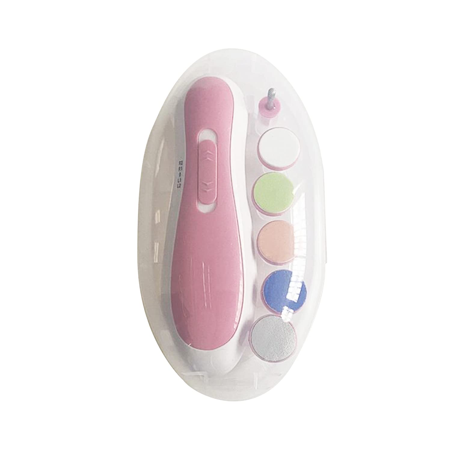 AUELEKBaby Nail File Electric, 6 in 1 Safe Baby Nail Trimmer Manicure Kit Baby Fingernail Clippers with Light, Baby Nail Clippers Electric, Baby Nail Care Kit for Toes and Fingers for All Ages (Pink)