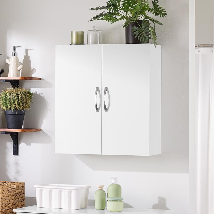 Armario de almacenamiento multifuncional para montaje en pared SoBuy, tamaño para pared, blanco | Armario de medicamentos para sobre inodoro con estante, almacenamiento multiusos para baño, cocina y lavandería miniatura 1