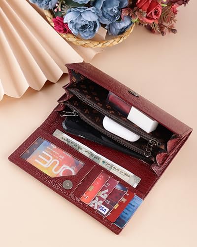 Image of Steve Jhonson Leather Wallet for Women - Mini Hand Purse with Card Holder - Women Stylish Clutch - Cute Mini Ladies Wallet for Daily Use - Fancy Ladies Purse with Slim Design (Maroon)