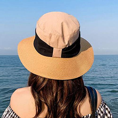 Cappello Da Sole Da Donna,Cappello Estivo Giallo Per Donna Cappello Da Spiaggia Da Spiaggia Cappello Di Paglia Cappello Floscio Panama Tesa Larga Protezione Uv Cappello Estivo Per Cappello Da Spiagg - Image 4