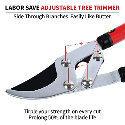 Gardtech Extendable Bypass Lopper, 25-38 Inch Telescopic Tree Trimmer With 2 Pack Garden Pruning Shears, Heavy-Duty Branch Cutter With 2 Inch Cutting Capacity, Black/Red #TOP1