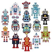 14pcs Cute Robot Iron on Patches Embroidered Motif Applique Decoration Sew On Patches Custom Patches for DIY Jeans, Jacket,Kid's Clothing, Bag, Backpack, Caps, Arts Craft Sew Making (Robot 14pcs)