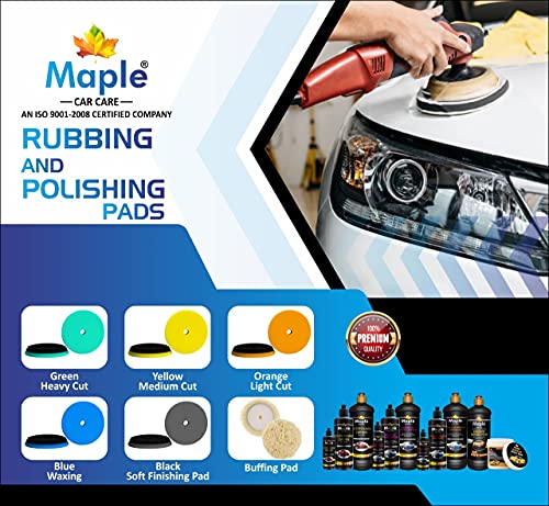 Image of Maple Car Care 3-Inch Medium Cut Foam Pad for Car | Yellow Flat Buff Pad for Car Detailing | Heat Resistant Rotary & DA Polisher Pad | Waxing Buffing Pad for Polishing | Polish Pads for Car & Bike