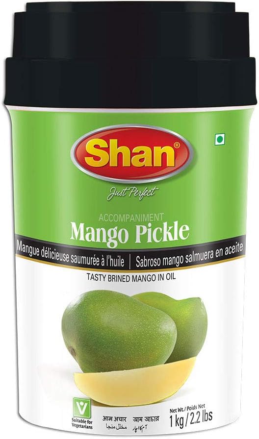 Mango Pickle 35.27 oz (1000g) - Tasty Brined Pickled in Oil - Rich Blends of Spices - Perfect Accompaniment to Everyday Meals - Suitable for Vegetarians - Airtight Pet Jar