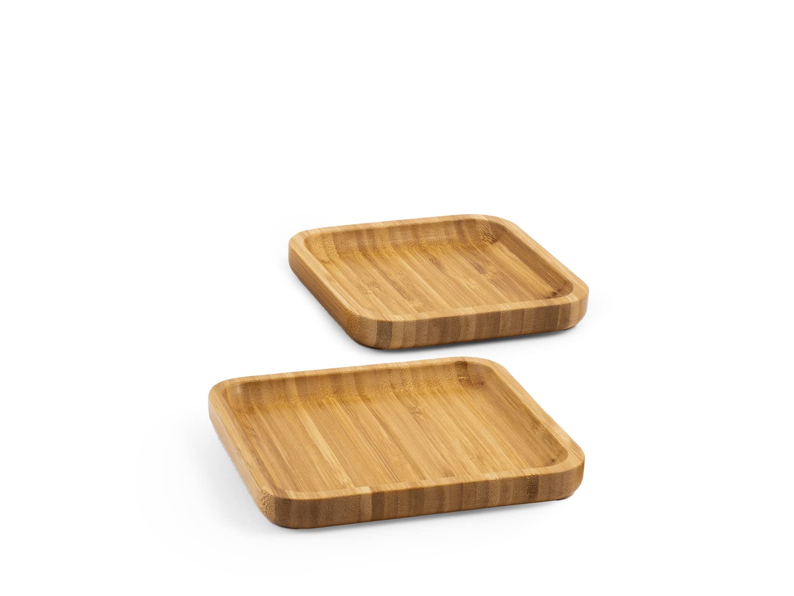 H&H Set of 2 Square Bamboo Plates