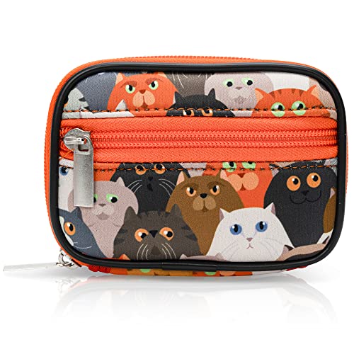 Image of Made Easy Kit Pill Case - Weekly Medicine Organizer with Removable Seven-Day Vitamin & Supplement Box - Premium Neoprene for Travel Purse Accessory (Orange Cat)