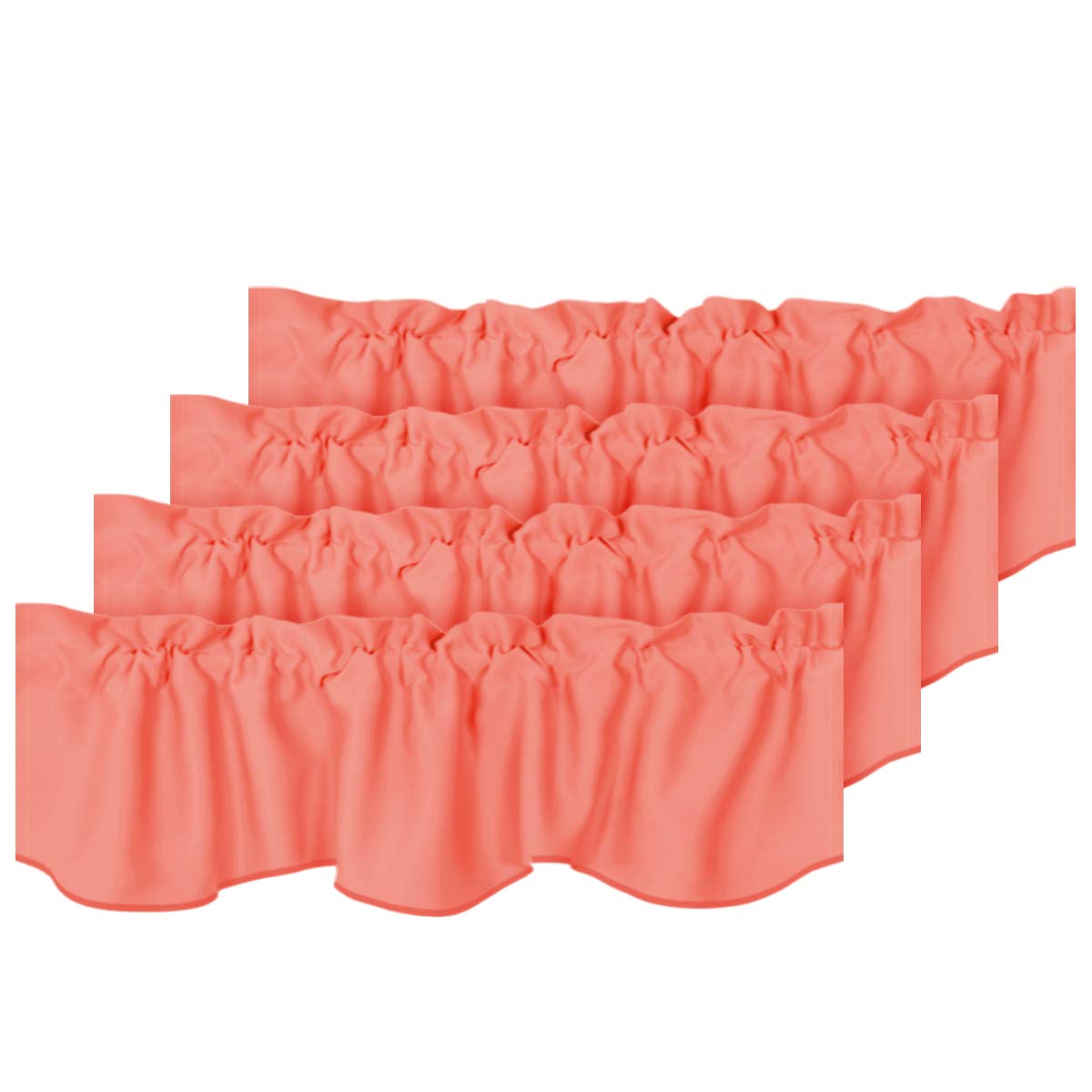 H.VERSAILTEX 4 Panels Christmas Blackout Curtain Valances for Kitchen Windows/Living Room/Bathroom Privacy Protection Rod Pocket Decoration Scalloped