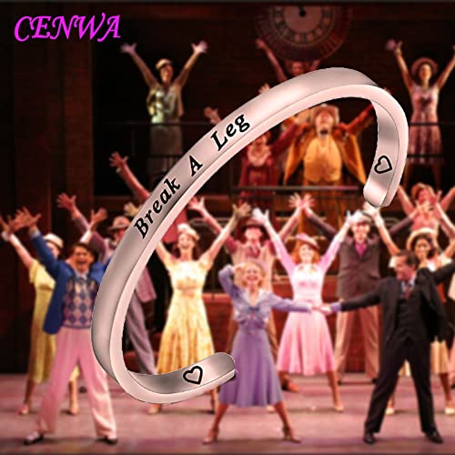 Image of CENWA Theatre Jewelry Theatre Drama Gift Break A Leg Keychain Drama Mask Bracelet Jewelry Tragedy and Comedy Jewelry(Break A Leg cuff -RG)