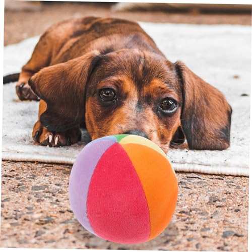 WOONEKY Gefüllte Plüsch Hundeball Quietschspielzeug Für Kleine Und Mittelgroße Hunde Interaktives Haustierspielzeug Mit Knackigem Geräusch Für Welpen Und Kauen Training