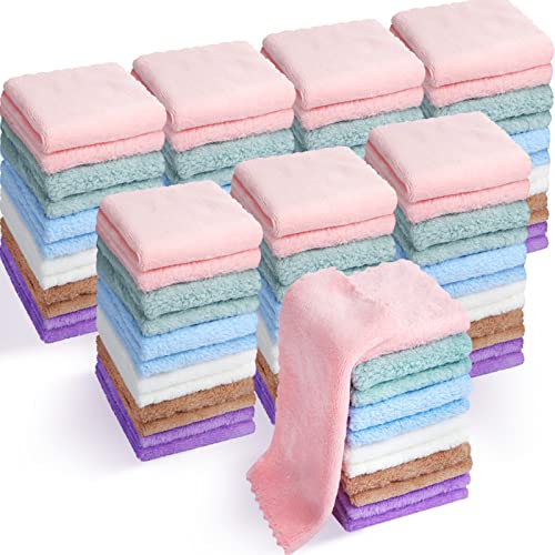 Image of 96 Pack Baby Washcloths Bulk 10 x 10 Inch Soft Microfiber Coral Fleece Baby Face Towels Absorbent Wash Cloths for Baby Newborn and Toddler, Gentle on Sensitive Skin for Face and Body(Multicolor)