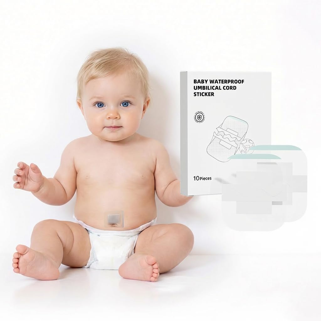 10Pcs Baby Waterproof Umbilical Cord Sticker, Navel Patch for Infants Essentials Must Haves, Soft Cotton Belly Button Support for Baby Care Health Colic Gas Relief