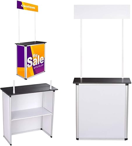 Miniatura 3 de Mesa de mostrador de promoción Exhibición de madera Demostración plegable wbolsa de transporte Estante interno enmarcado de aluminio ideal para