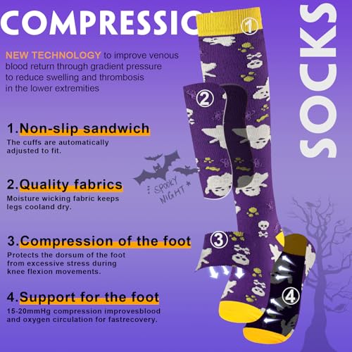 Halloween Compression Socks for Women Circulation Compression Socks 20-30 mmhg Best for Running,Nurse,Travel3