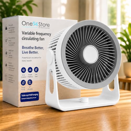 Image of One94Store Mini USB Rechargeable Table Fan with LED Light, 2200mAh Portable Desk Fan, 5 Speed Low Noise 3 Blade Plastic Fan with On /Off Switch, Up to 8 Hrs Runtime for Home, Office & Bedroom (White)