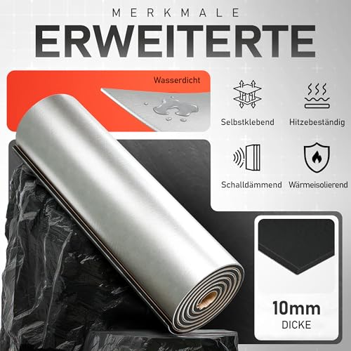 EVAFLOOR® Pack 2 Dämmmatte Auto Selbstklebende 250 x 50 cm – 10 mm Dicke | Schalldämmung Auto | Ideal für Autos, Transporter und Camper | Maximale Temperatur 110°C / Minimale -50°C