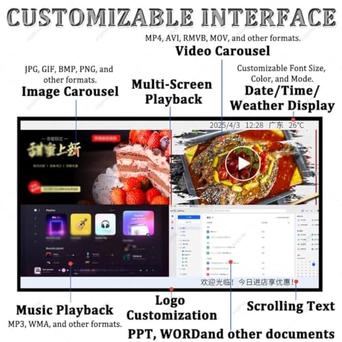 Borne interactive numérique LED 23.6'' et menu restaurant avec lecteur multimédia - 5