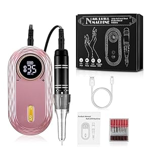 Nail Grinding Machine 35000RPM Electric Nail Drill Machine, Professional LCD Display Portable All for Manicure Tool, Rechargeable Nails Art Set for DIY Home or Salon Mani-Pedis