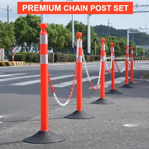 Image of OrangeStar 6 Pack Traffic Delineator Post Cones, 40 inch Orange Safety Barrier