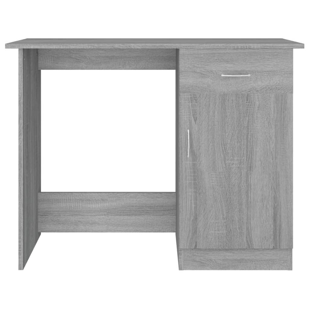 Scrivania Grigio Sonoma in Legno Multistrato 100x50x76 cm con Cassetto e Anta, Tavolo Scrittoio per Ufficio, Casa, Studio, Smartworking, Postazione PC Gaming Salvaspazio