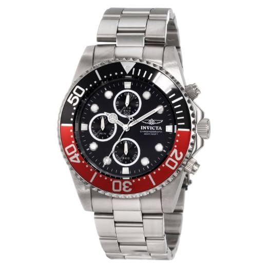 Invicta Relógio cronógrafo masculino 1770 Pro Diver Collection, Prata/preto, Standard, Relógio de quartzo, mergulhador, cronógrafo