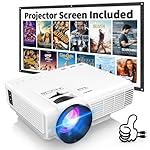 【Projector Screen Included】 1080P Mini Projector with Two-Way Bluetooth, 50% Zoom, Portable Outdoor Movie Projector, Compatible with TV Stick, Video Games, HDMI, USB, Smartphone