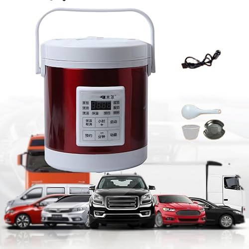 JOGIO 車用炊飯器12V/24V兼用 大容量1.6L 多機能/予約機能/中身は取り出すことができる (ローズレッド)