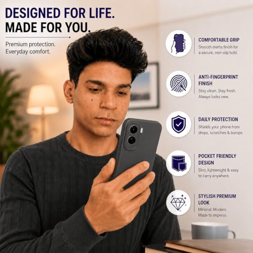 Image of FIRST MART Matte Silicone Back Cover for Vivo T5 Pro - Black