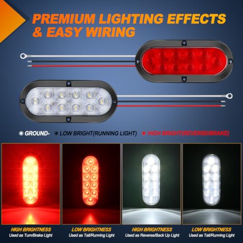Image of Nilight LED Trailer Light Kit Oval Tail Lights with Diamond Marker Light