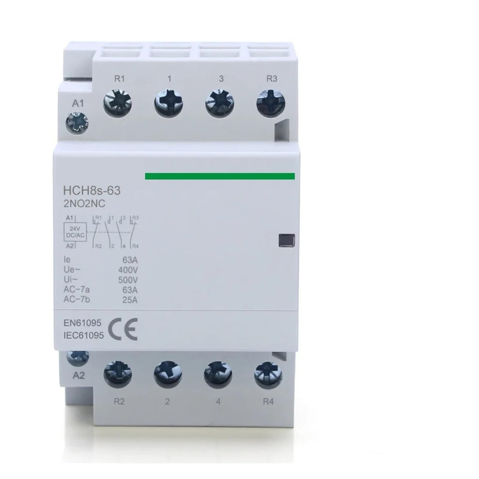 Contacteur modulaire 40A 4P 63A 4NO 4NC 2NO2NC 220V 110V 120V 24V domestique Type de rail DIN 50/60Hz (4P 63A 2NO2NC DC24V)
