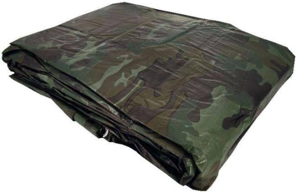 Tarps Now 12x24 ft Heavy Duty Camo Tarpaulin – 8 MIL Waterproof Camouflage Plastic Tarps with Aluminum Grommets, Reinforced Edges & Tear Resistant Cover for Camping, Roofing, Construction, Outdoor Use