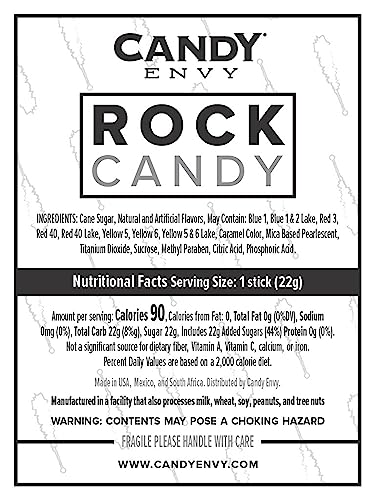 Red Rock Candy Crystal Sticks - Strawberry Flavored - 36 Indiv. Wrapped #TOP7