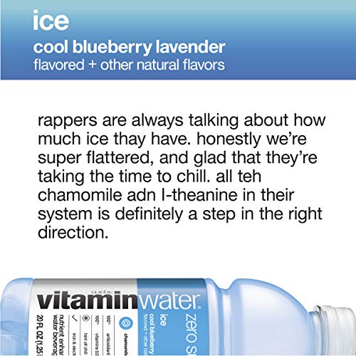 Vitaminwater Zero Sugar Ice, Ice Cool Blueberry-Lavender Flavored, Electrolyte Enhanced Bottled Water with Vitamin b5, b6, b12, 20 Fl Oz, 12 Pack - Thumbnail 3