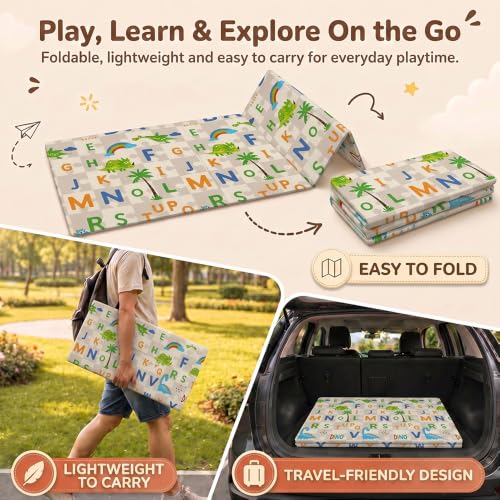 Image of StarAndDaisy Baby Play Mat for 0 to 2 Years, 6mm Thick Foldable XPE Baby Mats for Floor, Reversible Cushioned Mat for Kids Playing, Lightweight & Portable Playmat, 149 x 178 cm