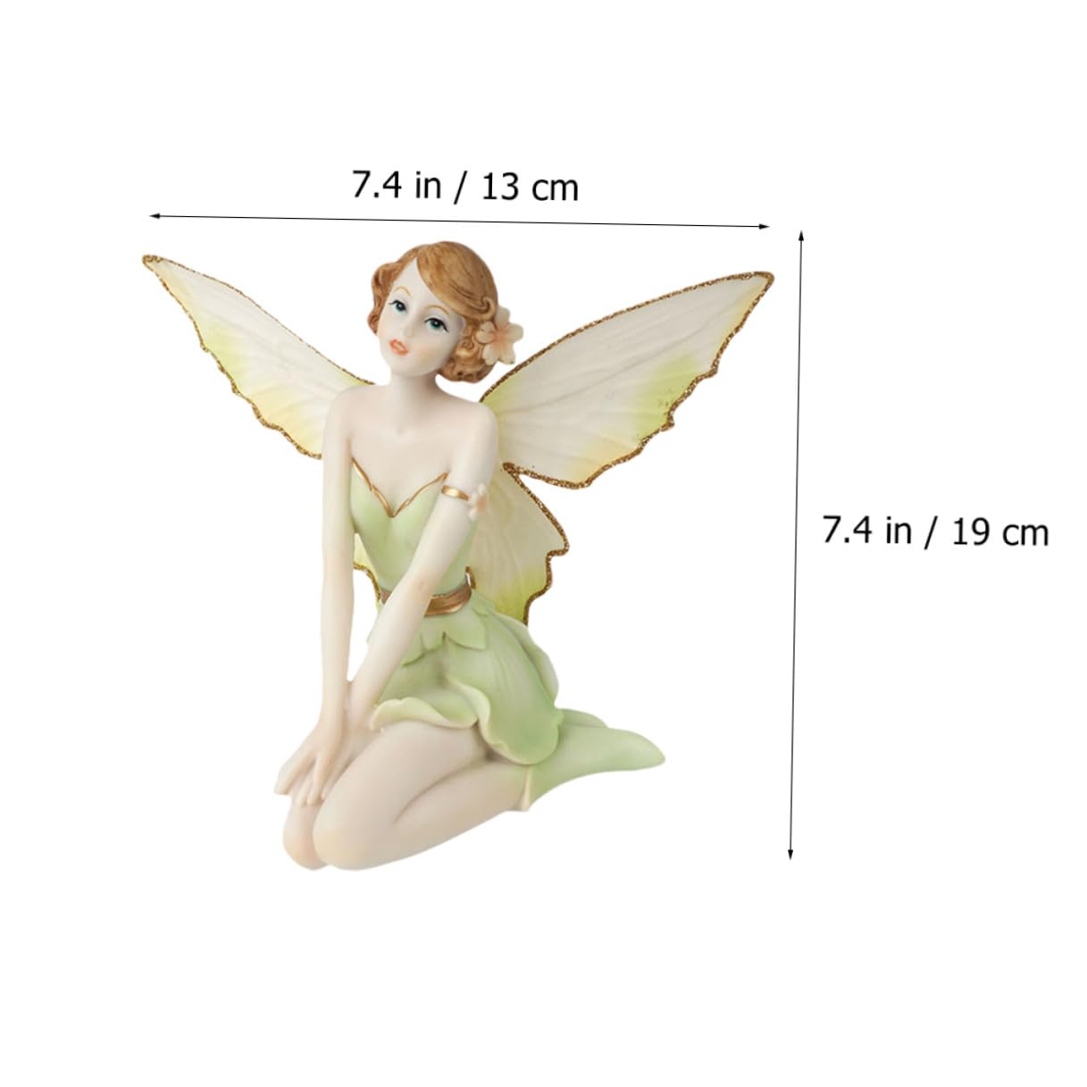Figura de Ángel Flor Hada de Resina Pintada a Mano, Verde