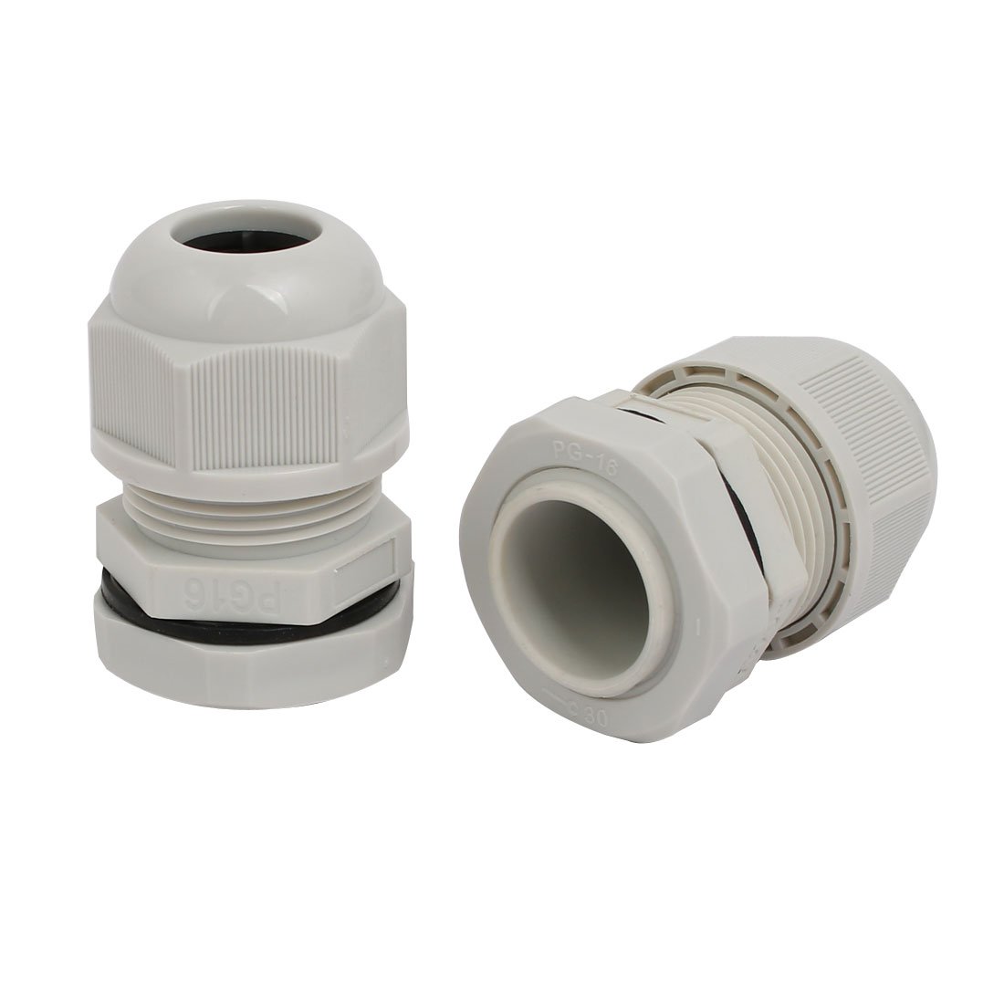 Aexit PG16 2.5mm-3.6mm Transmission Range 4 Holes Adjustable Cables Gland Connector Gray 10pcs