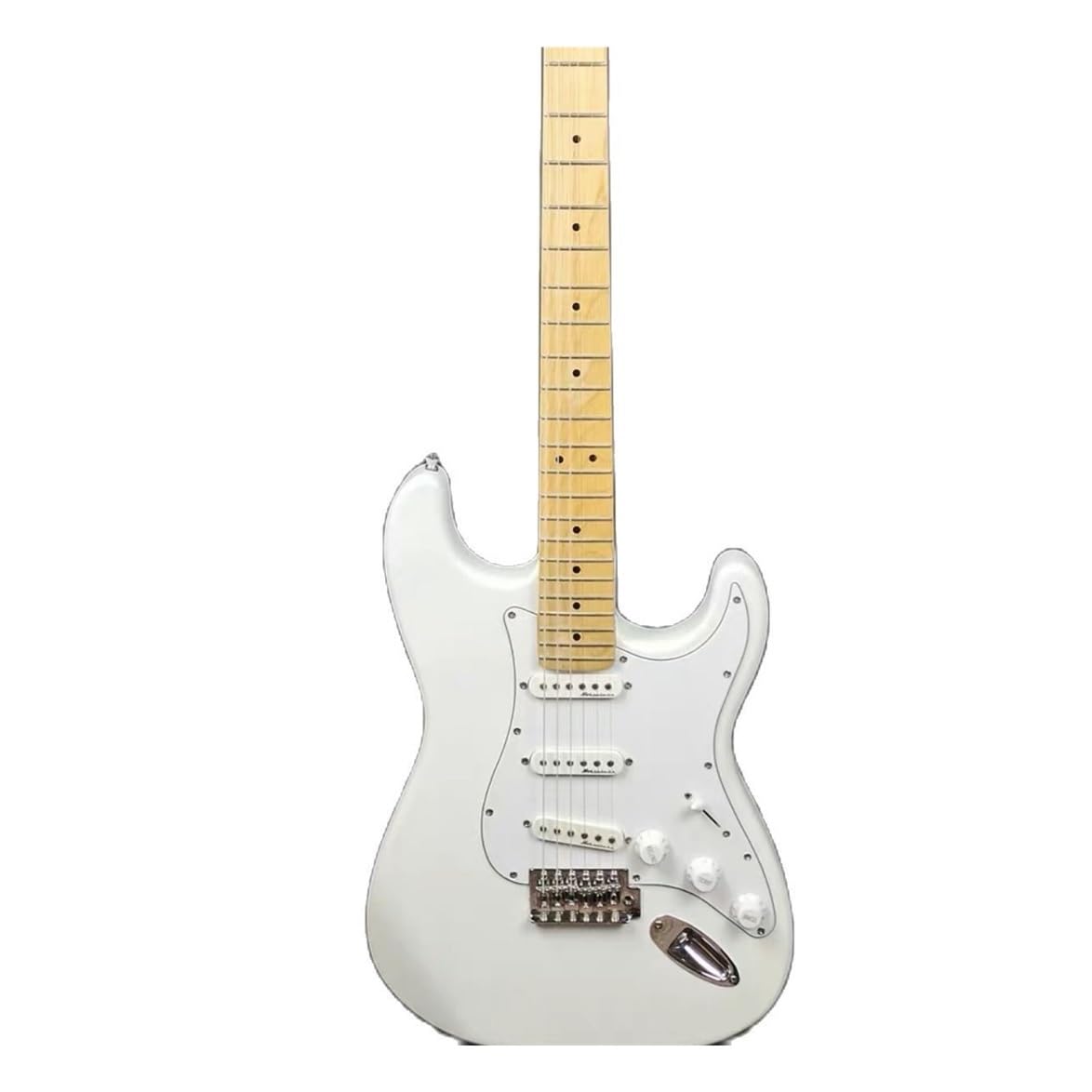 Chitarra elettrica personalizzata Colore bianco Corpo in mogano Tastiera in acero Hardware cromato Guitarra