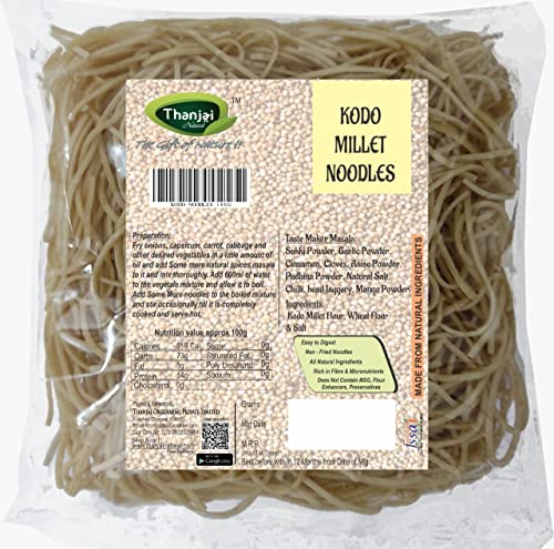 Image of Thanjai Natural Noodles 180 Grams X 4 Varieties (720 Grams) of Homemade Natural Karuppu Kavuni | Corn | Horsegram and Kodo Millets Noodles (No Preservatives, No Chemicals, No Artificial Extract)