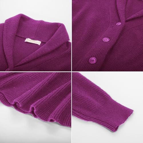 Image of Belle Poque Women Vintage Cardigan Sweater Shawl Lapel Button Down Sweater Outwear Coat