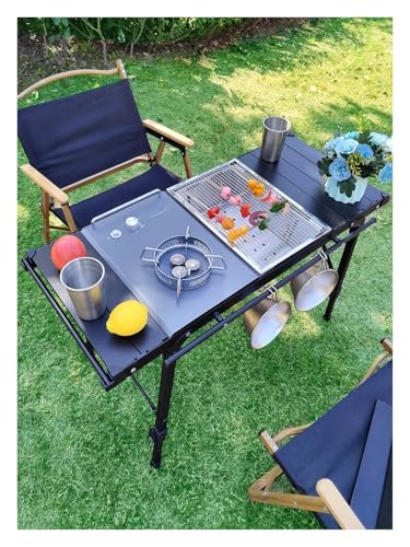 Table de camping pliante multifonctionnelle avec brasero réglable ITG