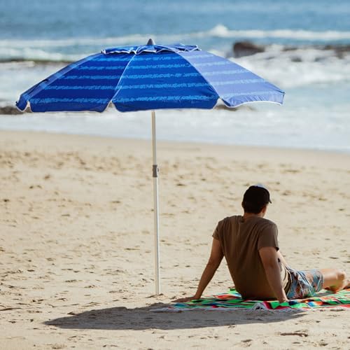 Image of AMMSUN 7 Foot Heavy Duty HIGH Wind Beach Umbrella with sand anchor Vent Tilt Portable Sun Shelter, UV 50+ Sun Protection Outdoor Sunshade Umbrellas Carry Bag for Patio Garden Pool Backyard Multicolor