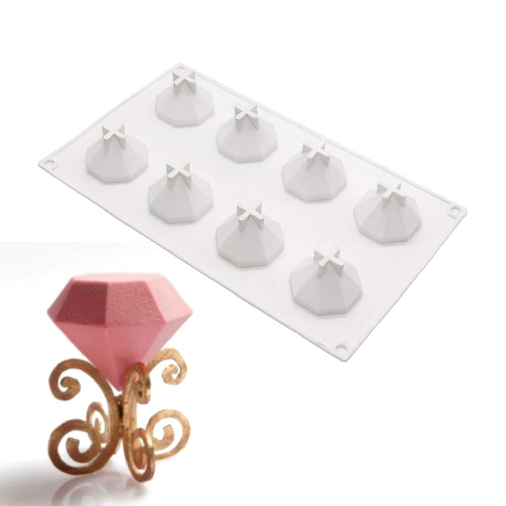 Xiaoshenlu 8 Holes Diamonds Silicone Mousse Cake Molds 3D Bakeware Diy Mould,
