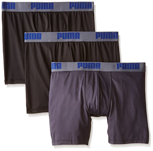 PUMA Men's 3 Pack Boxer Brief, Black/Grey, X-Large