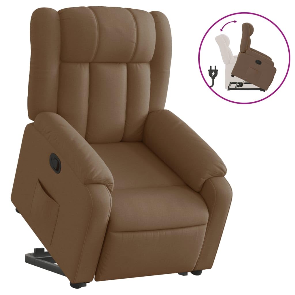 Homgoday Relaxsessel mit Aufstehhilfe Fernsehsessel Aufstehsessel Verstellbar Sessel Ruhesessel Polstersessel mit Liegefunktion Relaxsessel TV Sessel Wohnzimmer Braun Stoff