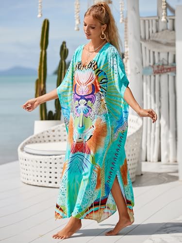 Image of Kaftan Dresses for Women Plus Size Bathing Suit Cover up Caftan Maxi Beach Dresses